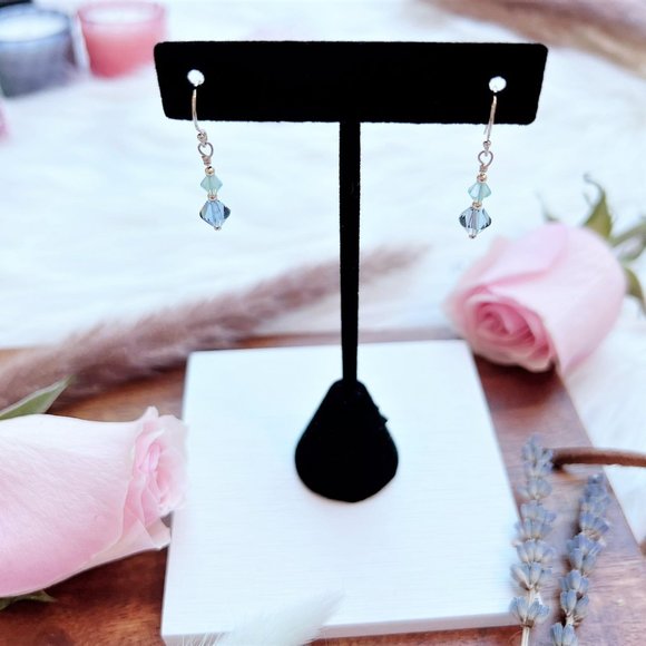 Handmade Gold Earrings with Crystal Beads | 14k Gold Filled - Picture 5 of 5